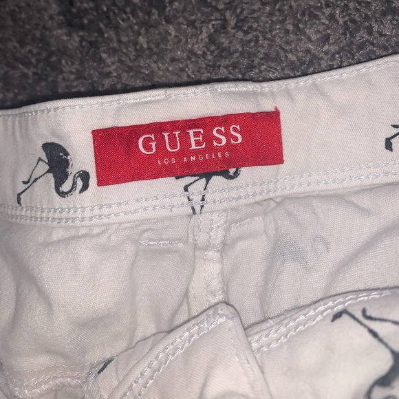 White and Black Flamingo Guess Shorts - Picture 3 of 3